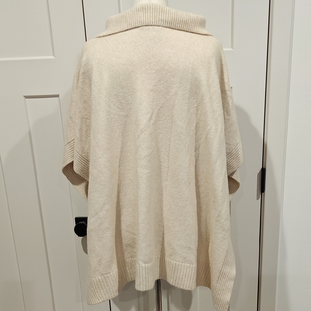 Cozy Cream Poncho with Zip Collar - Picture 4 of 6